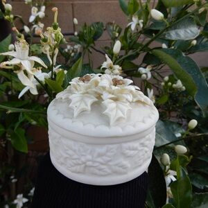 White Floral Ceramic Trinket Box